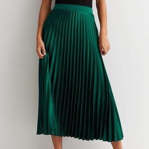 Ann Taylor Satin Pleated Midi Skirt